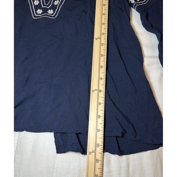 ABERCROMBIE & FITCH Blue Embroidered Long Sleeve Boho Open Back Top Women SMALL - Picture 9 of 10